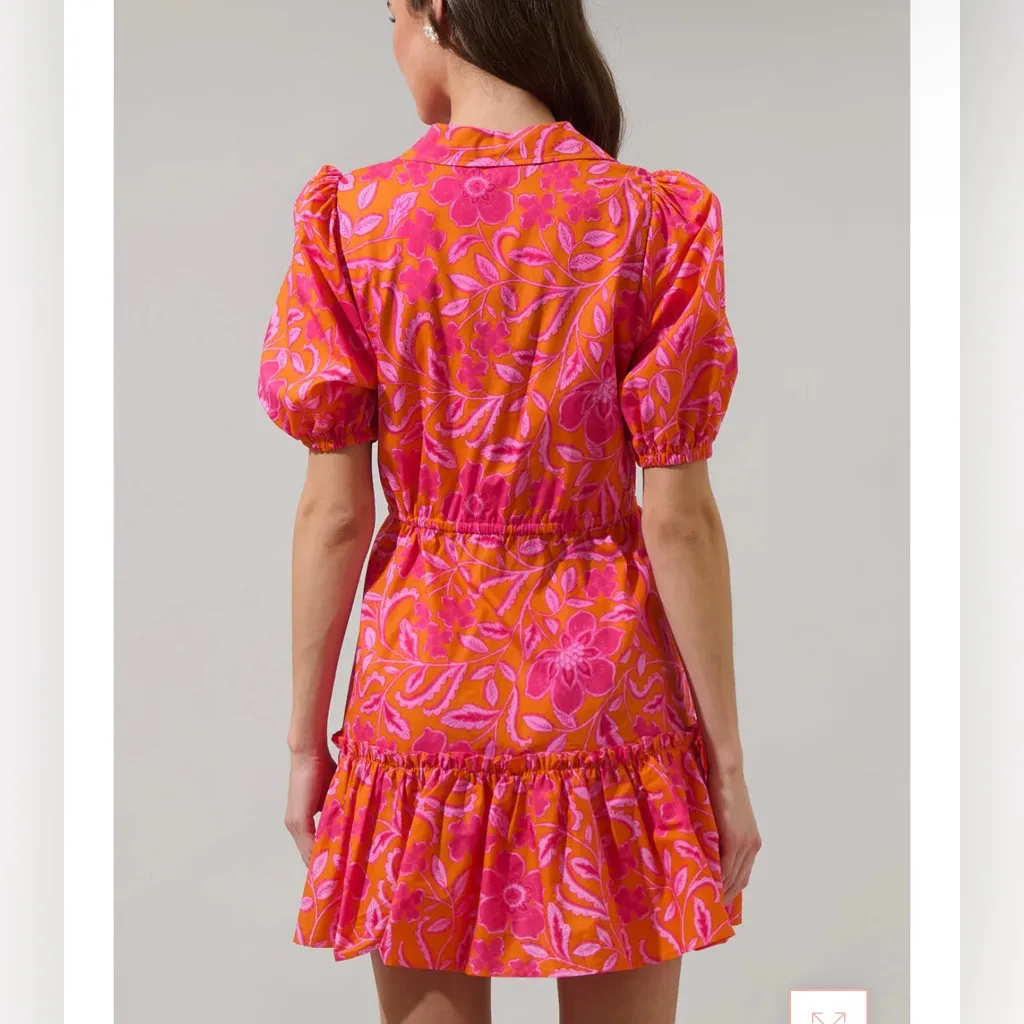 Sugarlips Rea Floral Stacie Button Down Mini Dress, 1X - Image 2