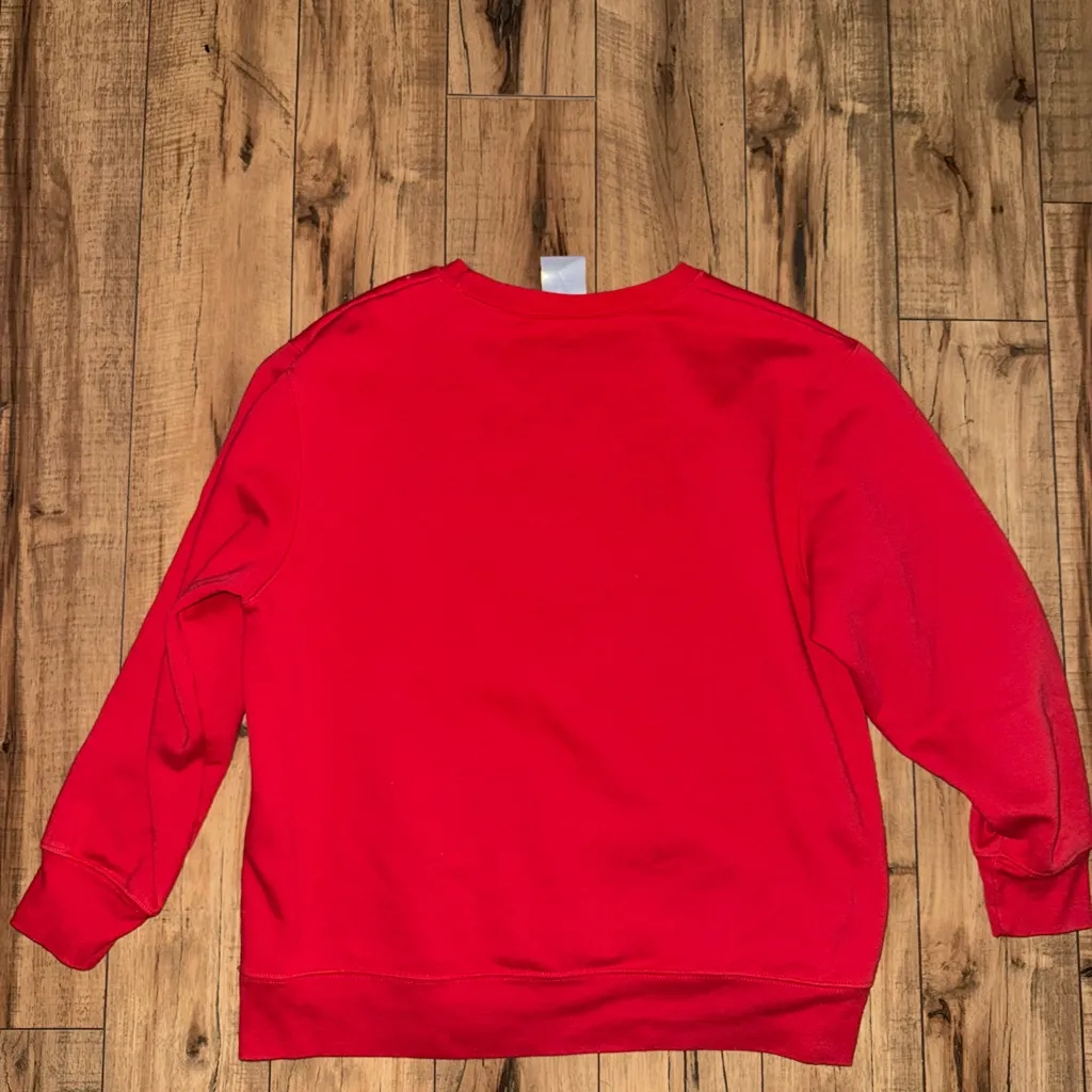 Red cat crewneck Size L - Image 4