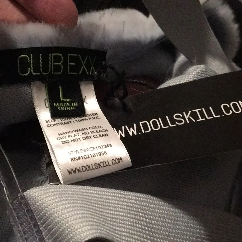 NWT Dolls Kill Dress Clear Studded Blue Faux Fur Mini Club Goth Sexy Halloween - Image 4