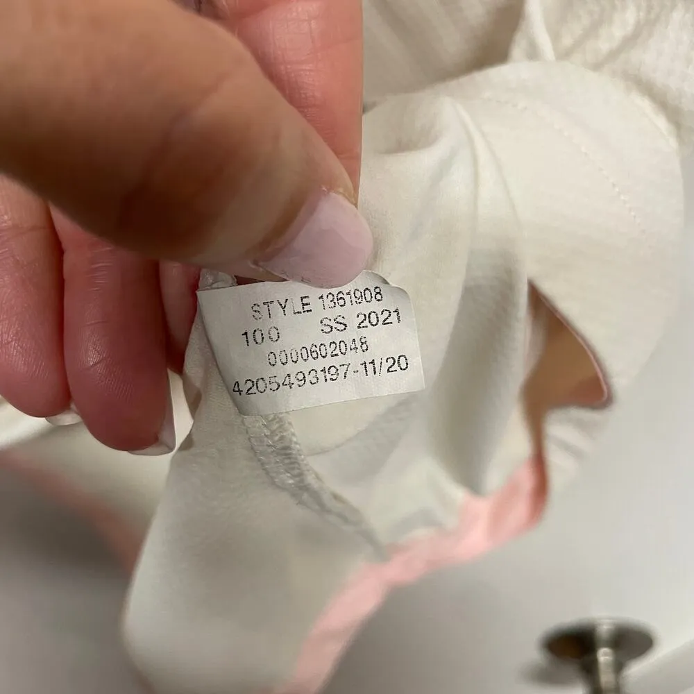 Under Armour Women Iso Chill Polo White Pink Palm Frond Dry Fit Fitted Medium - Image 7