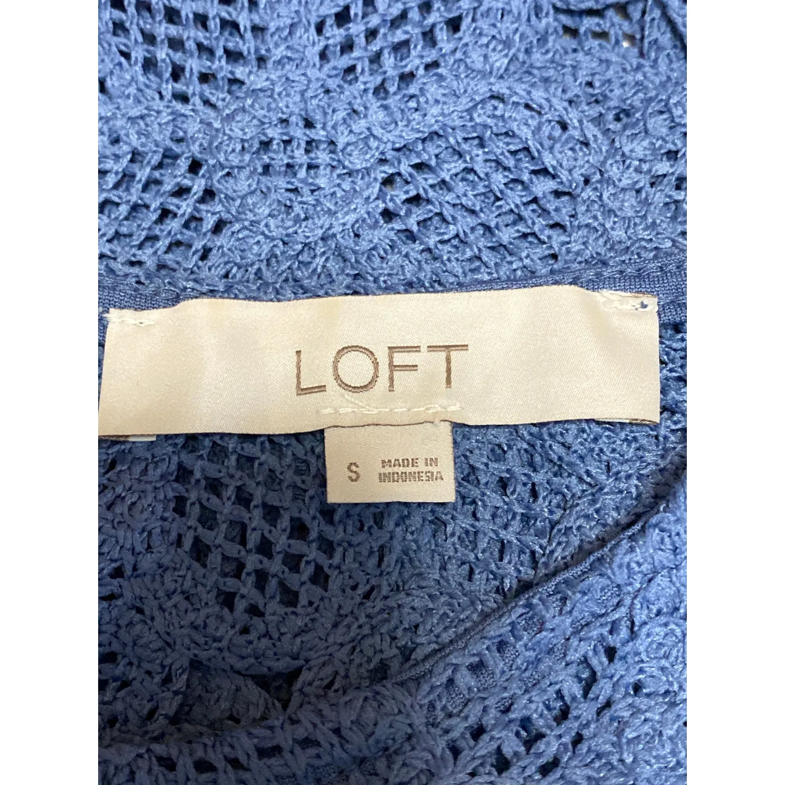 Ann Taylor LOFT Blue Daisy Floral Crochet Lace Sleeveless Crop Tank Top Size S - Image 3