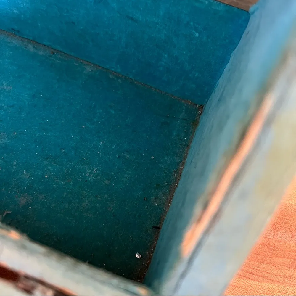 Vintage 60s wooden box purse general store cottage scene Red and Beige - Image 8