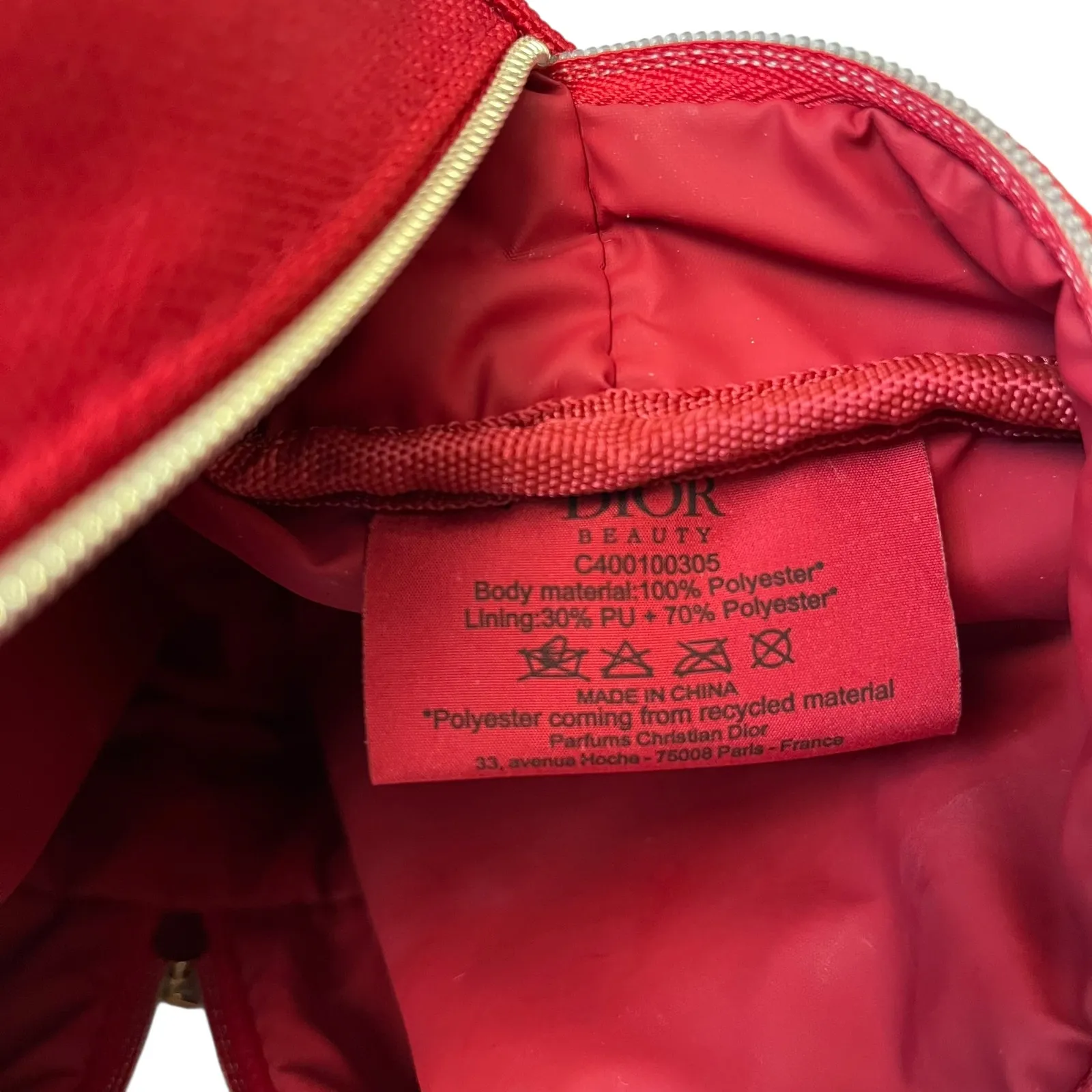 Dior Beauty CD Logo Berry Red Makeup Bag Zip Pouch - Image 6