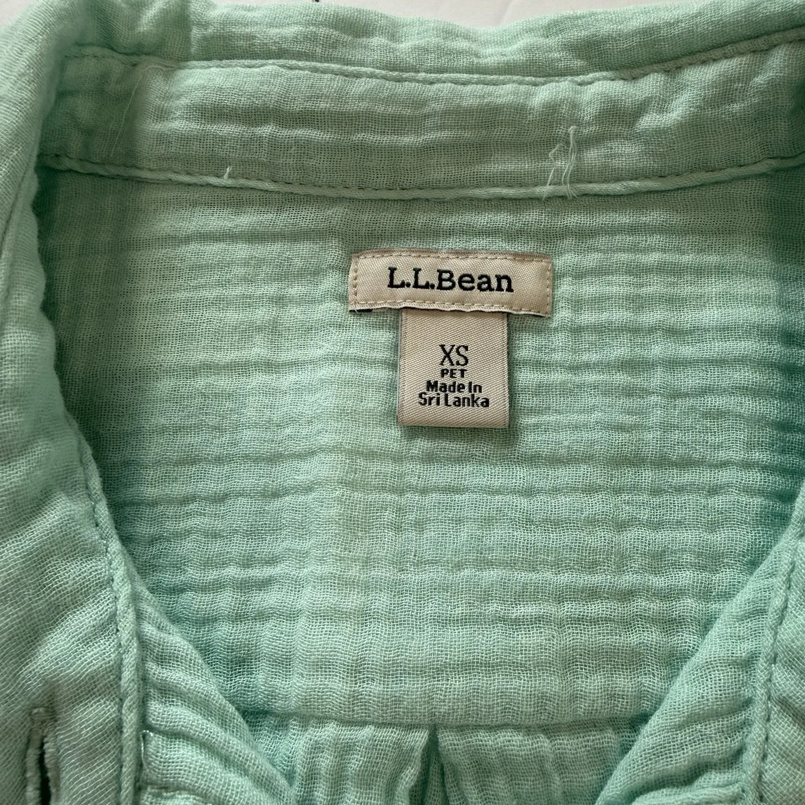 LL Bean Mint Green Cloud Gauze Casual Cotton Button Up Shirt Size XS PETITE - Image 8
