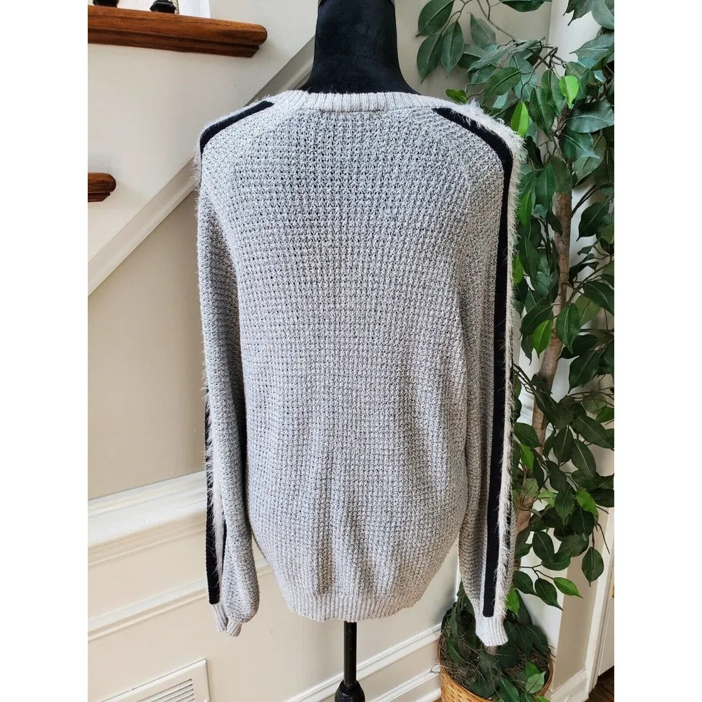 INC Women's Gray Cotton Round Neck Long Sleeve Pullover Knit Sweater Size Large - Image 7
