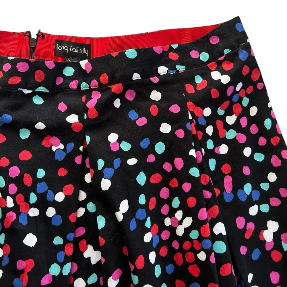 Long Tall Sally size 18 polkadot cotton blend high waisted pleated midi skirt Red - Image 3