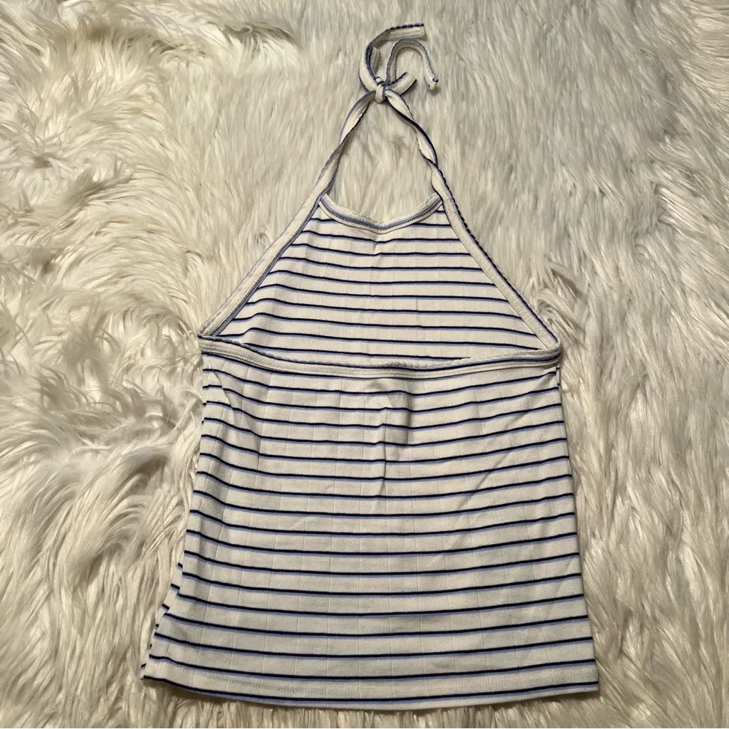 American Eagle Halter Top White Navy Stripes XS - Image 5
