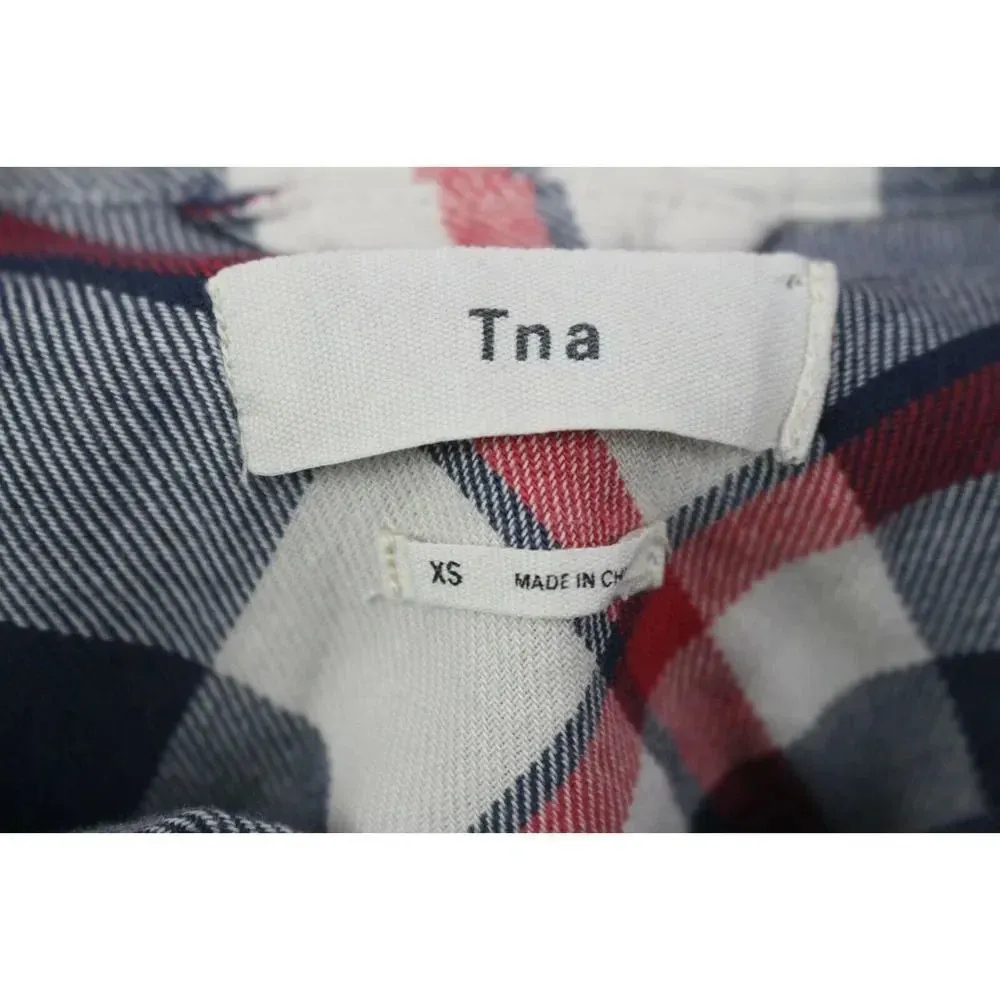 Tna Womens Red Black Cotton Long Sleeve Front Pocket Button Up Shirt Size XS - Image 7