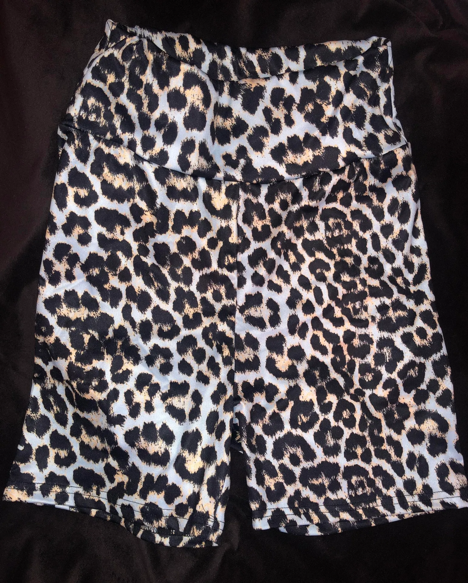 Leopard Print High Waisted Biker Shorts Multi - Image 2