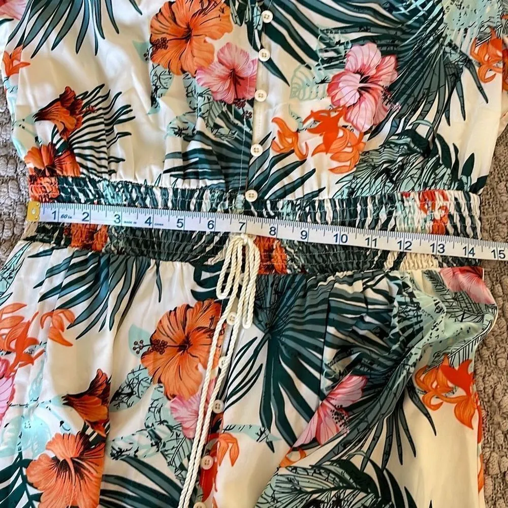 Milumia‎ Women Button Up Floral Print Party Split Flowy Maxi Dress. Size Large. Green - Image 13