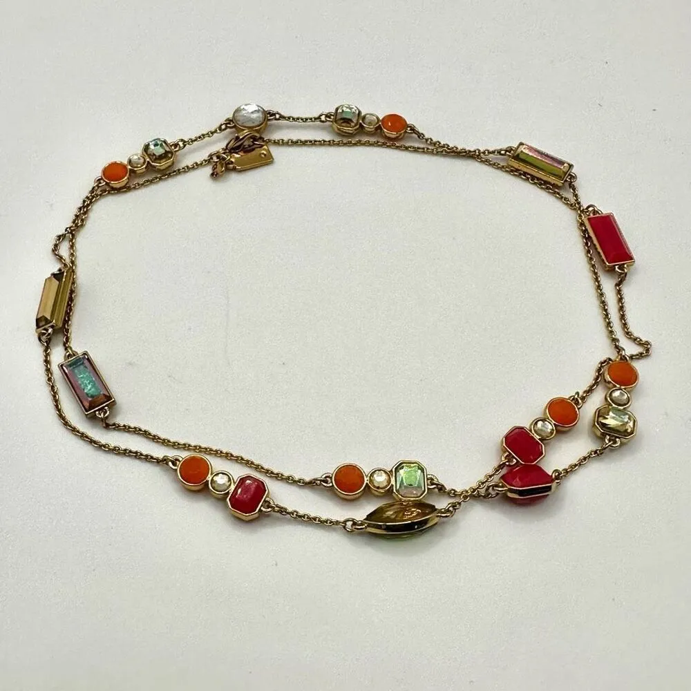 Kate Spade gold tone long rhinestone neon station necklace - Image 2