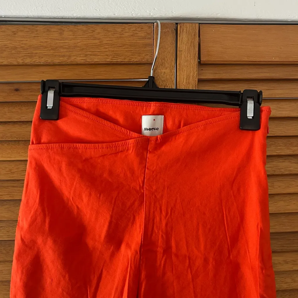 Maeve By Anthropologie Women’s Orange Cropped Linen Stretchy Pull-On Pants Sz 0 - Image 2