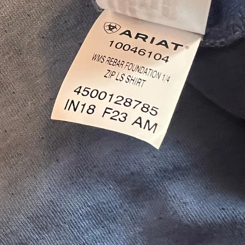Ariat Women's Rebar Foundation 1/4 Zip Long Sleeve Shirt Blue  Size Large - Image 6