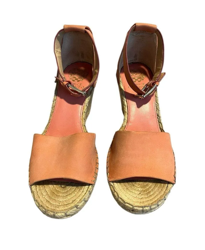 Vince Camuto Wedge Sandal Womens 10M Pink Tan 3.5 in Heel Open Toe Espadrille - Image 2