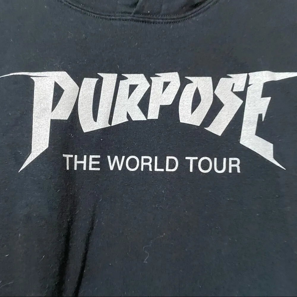 Justin Bieber Black Purpose The World Tour Hoodie Sweatshirt Womens M Hooded - Image 2