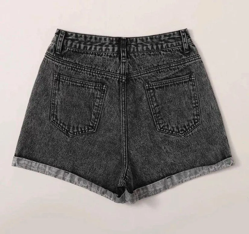 SheIn black denim shorts - Image 2