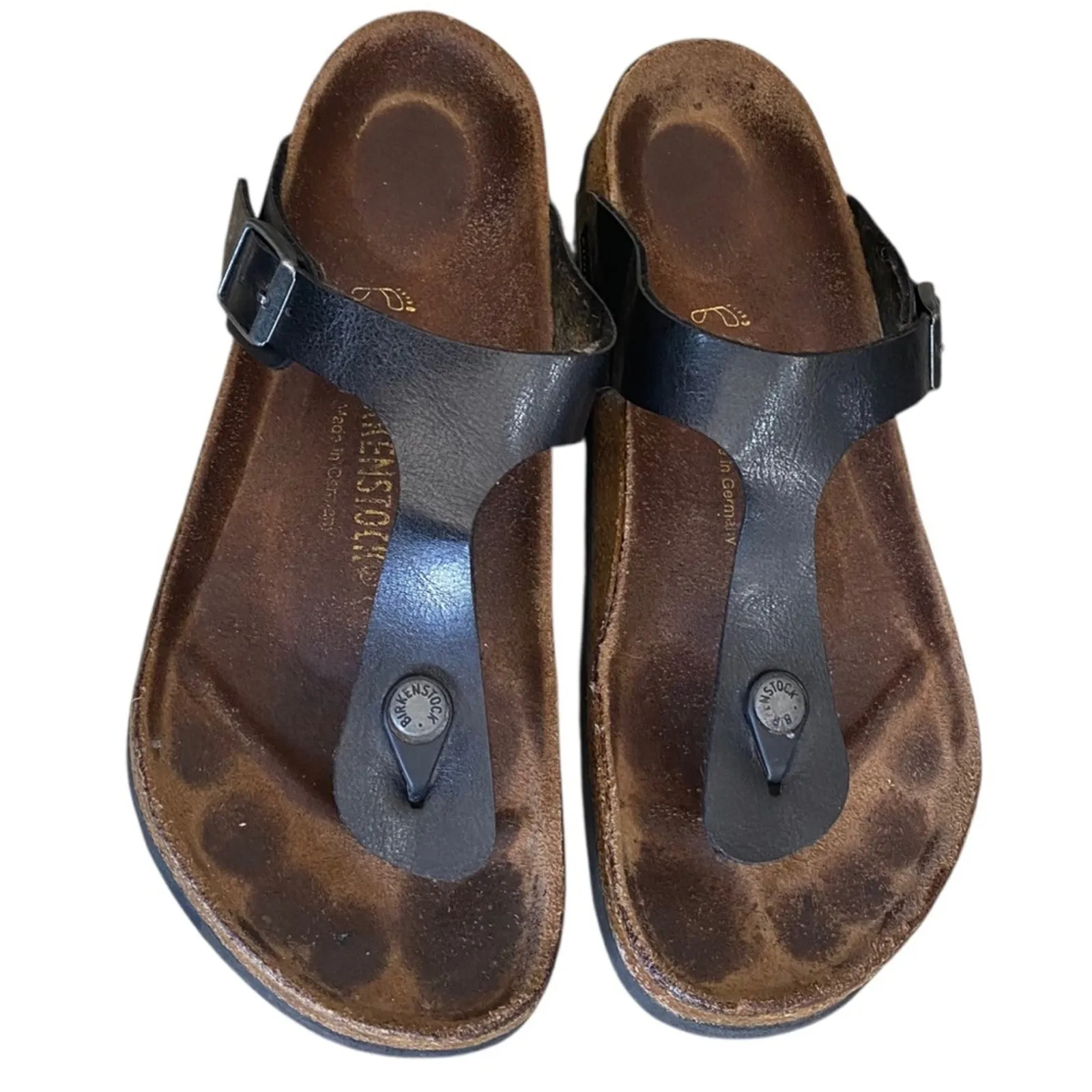 Birkenstock Black GIZEH Leather Thong Sandals Size 40 US 9/9.5 - Image 3