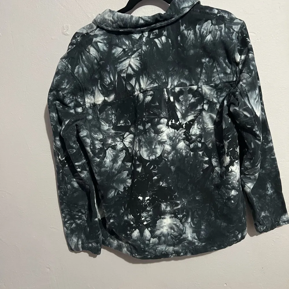 Empyre Denim Button Down Jacket Black & White Auden Tie Dye Size L - Image 3
