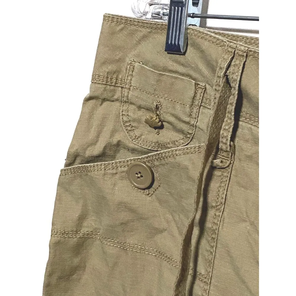 Fashion Bug Shorts Khakis Roll Tab Womens 16 Cotton Decorative Buttons Front Tie - Image 3