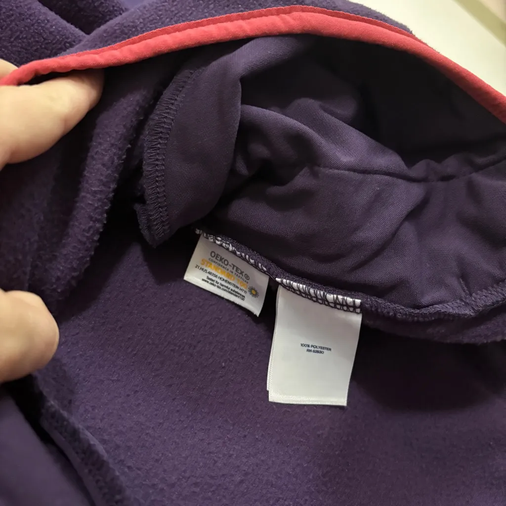 Lands End Heritage Quarter Snap Fleecr Pullover Size Large Petite Purple - Image 6