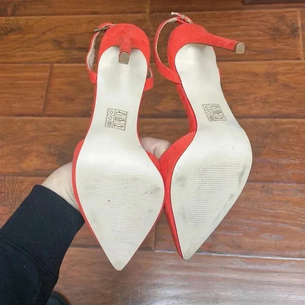 ASOS Coral/Orange Suede Slingback Pumps UK Sz 5/ US Sz 7 - Image 3