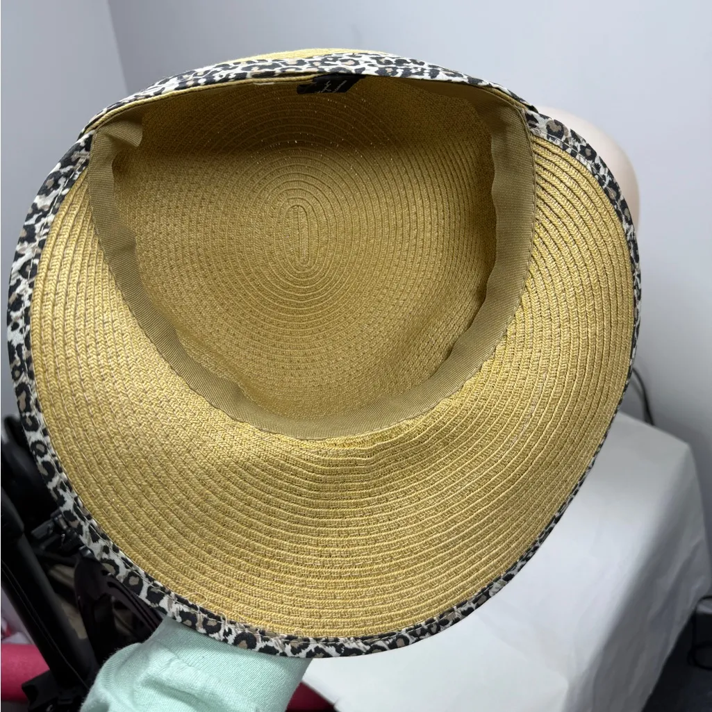 August Hat Company Straw Visor BallCap Beach Hat Animal Print Tan - Image 6