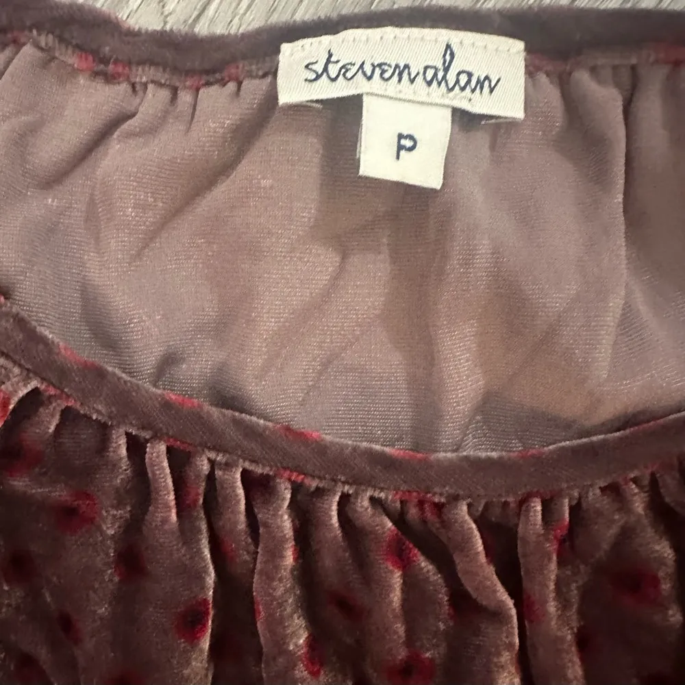 Vintage Y2K Velvet Floral Peasant Boho Top Puff Sleeves Quiet Luxury Whimsigoth - Image 3