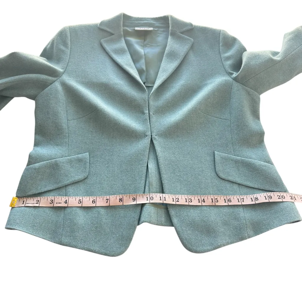 Akris Punto Sumptuous Aqua Jacket 100% Wool Light Blue Hook & Eye Flaws US 12 - Image 13