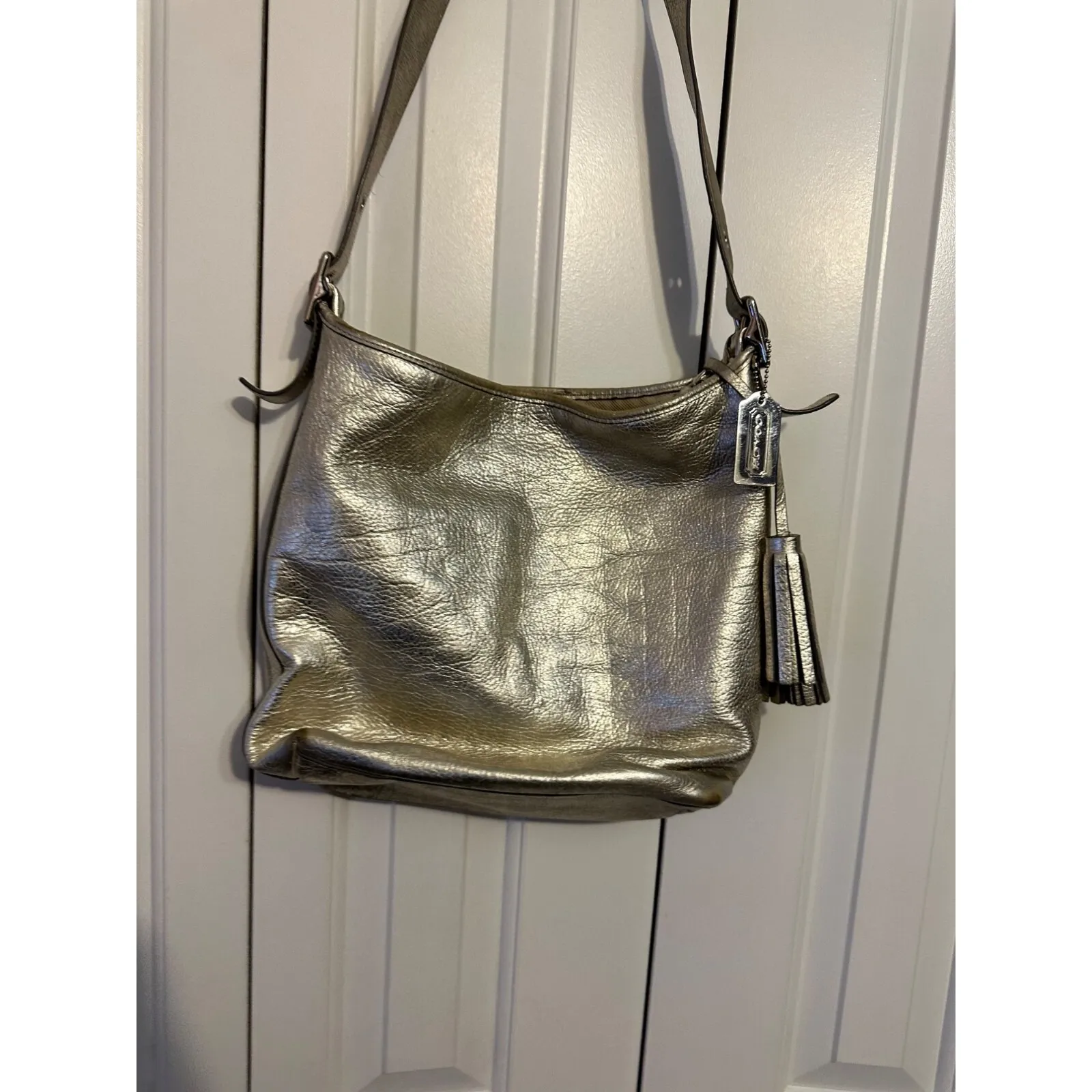 Coach silver leather purse with tassles‎ - Image 3