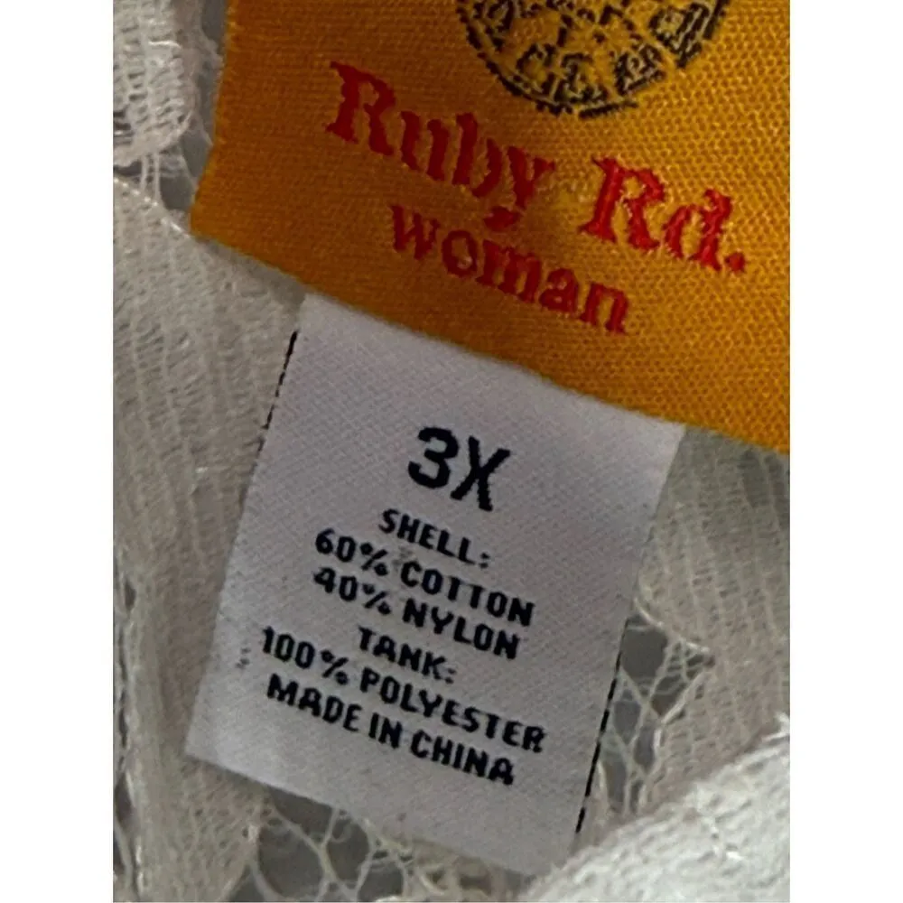 Ruby Rd. Tank with Lace Cape Overlay Women Size 3X - Image 4