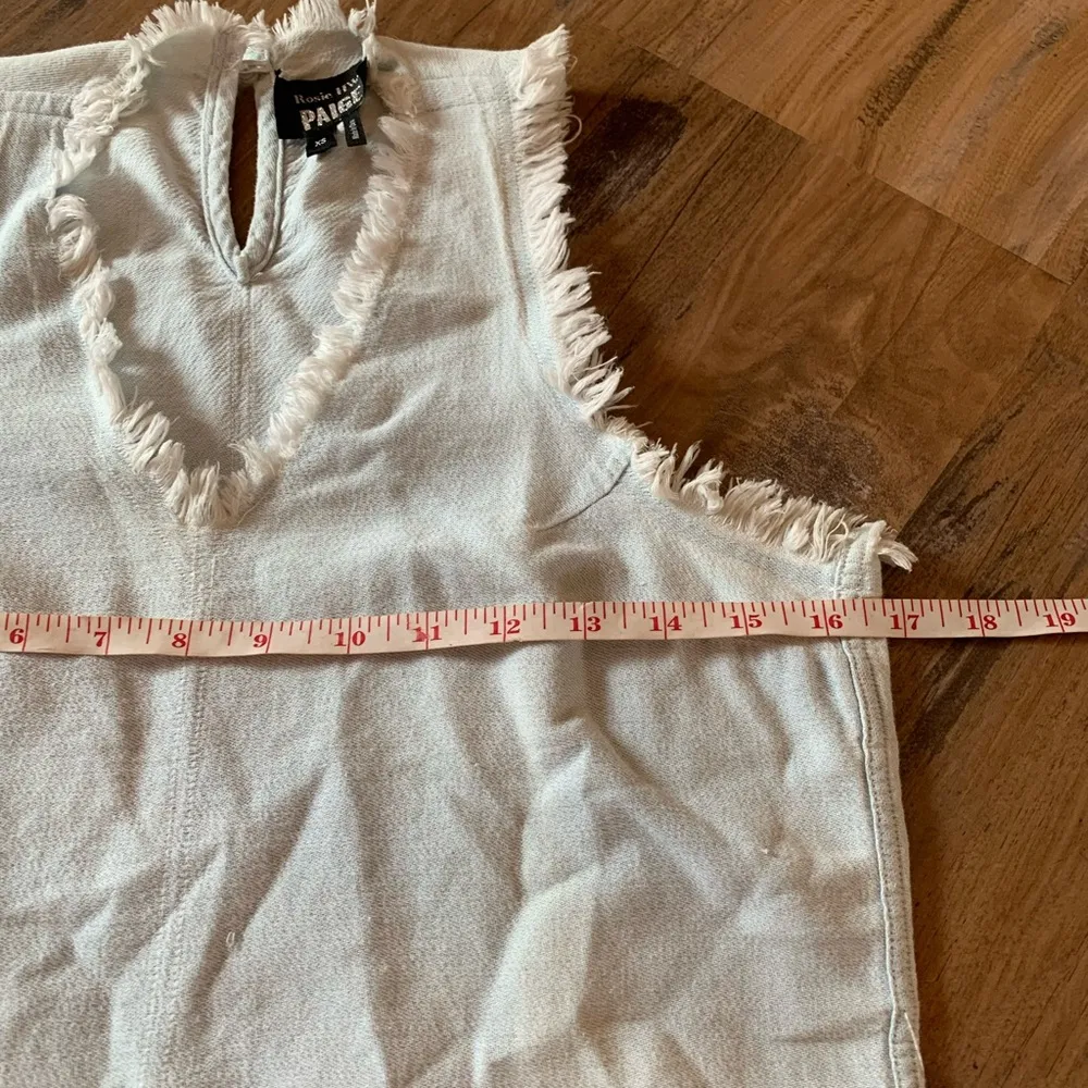 Rosie HW Paige Light Washed Blue Cotton Frayed Edge Sleeveless Dress XS - Image 6