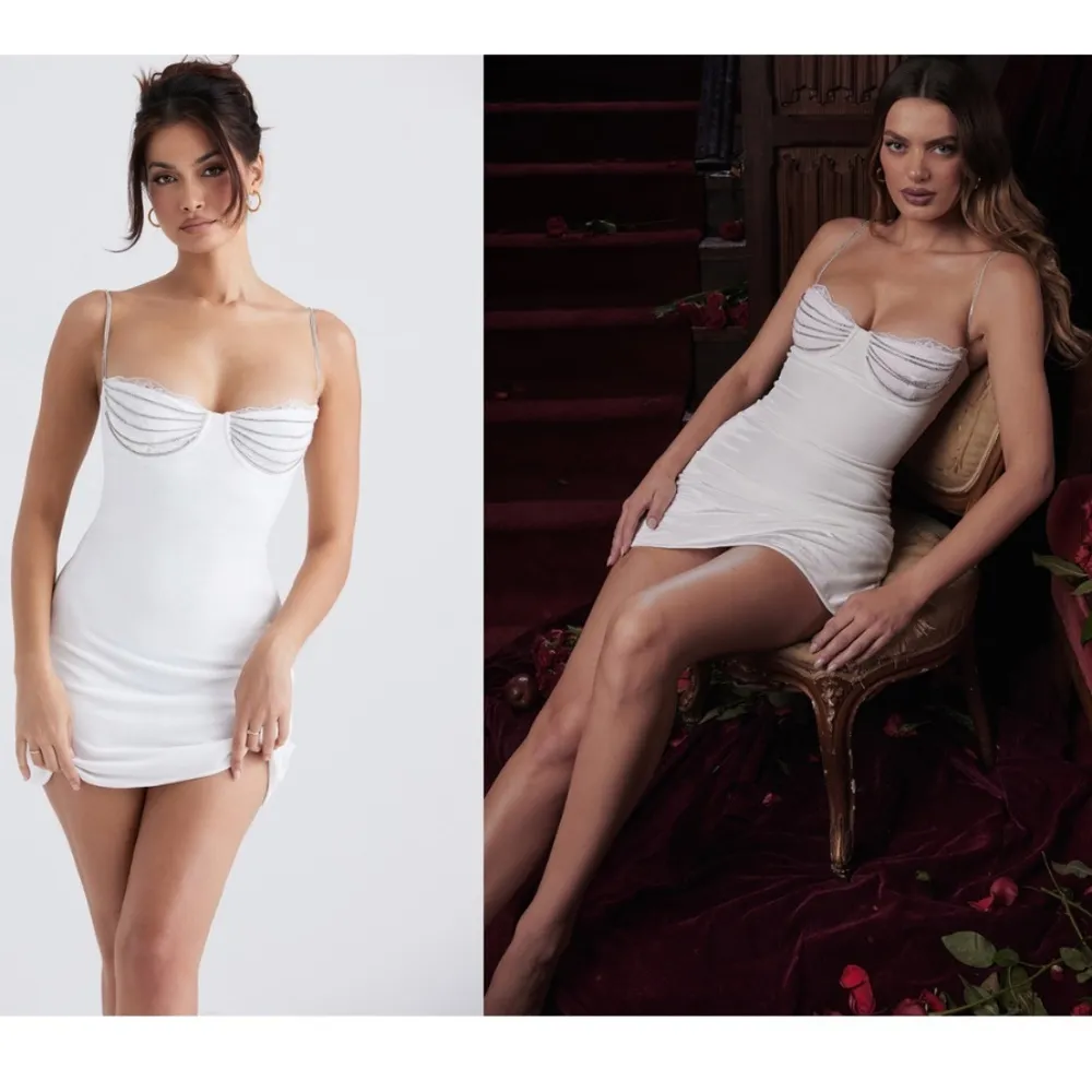 House of CB 'Grace' embellished velvet white‎ mini dress NWOT size M - Image 12