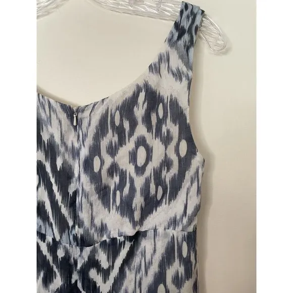 Peruvian Connection Ramie Ikat Fit‎ And Flare Dress Size 6 Blue White Sleeveless - Image 5
