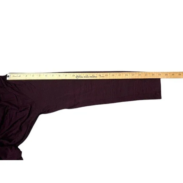 Womens L Burgundy‎ Long Sleeve V-Neck Blouse Minimalist Office Business Casual - Image 6