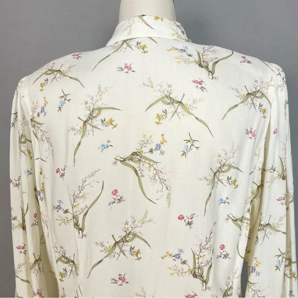 Vintage Blouse Floral Long Sleeve Women Cottagecore Round Collar Button-Up Retro - Image 6