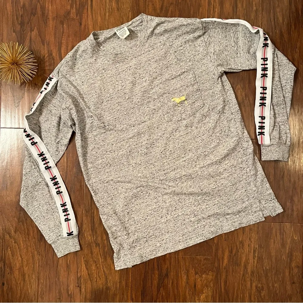 PINK VS Campus Long Sleeve Sequin Dog Tee Shirt Size XS - Image 2