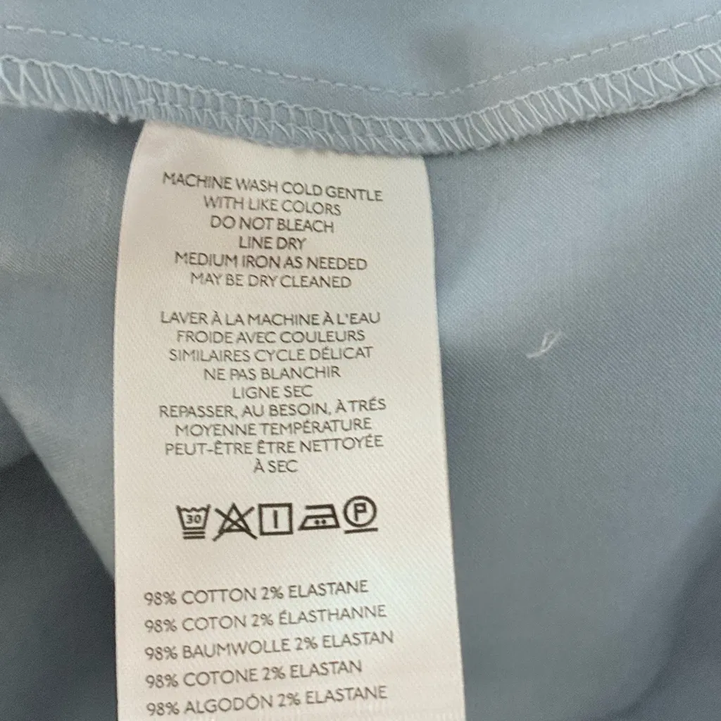 ANTHROPOLOGIE Maeve Basque Waist Button Down Mini Skirt Stone Blue Size XL NEW - Image 7