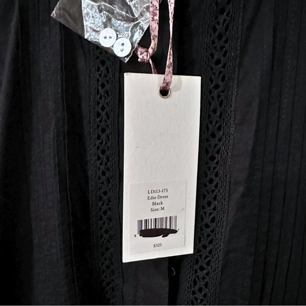 LoveShackFancy Edie Lace Short Sleeve Long Dress - Black, Size M - Image 8