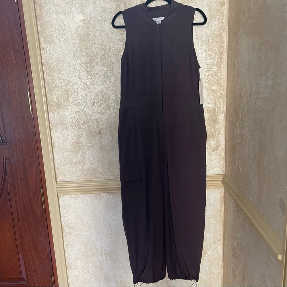 ATHLETA BROOKLYN UTILITY BAGGY JUMPSUIT Romper Relax fit Dusty Purple Sz 12 - Image 8