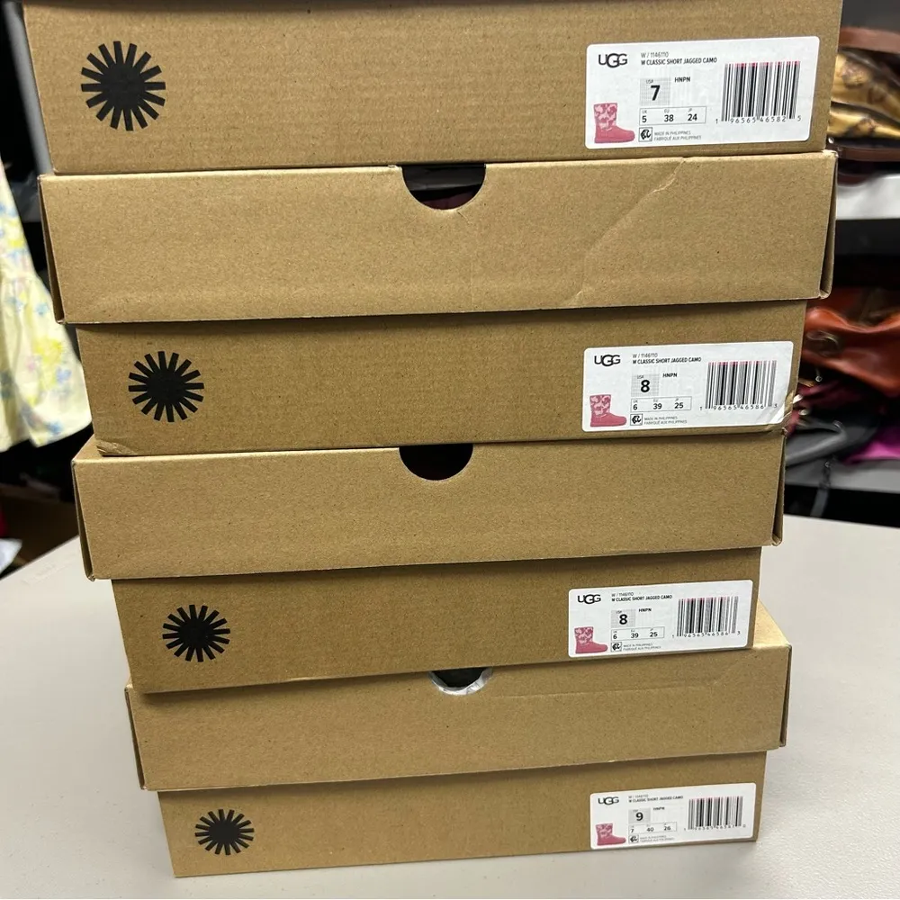 Ugg Classic Short Jagged Pink Camo Boots Suede Womens Size 7 NEW NIB Shoes - Image 8