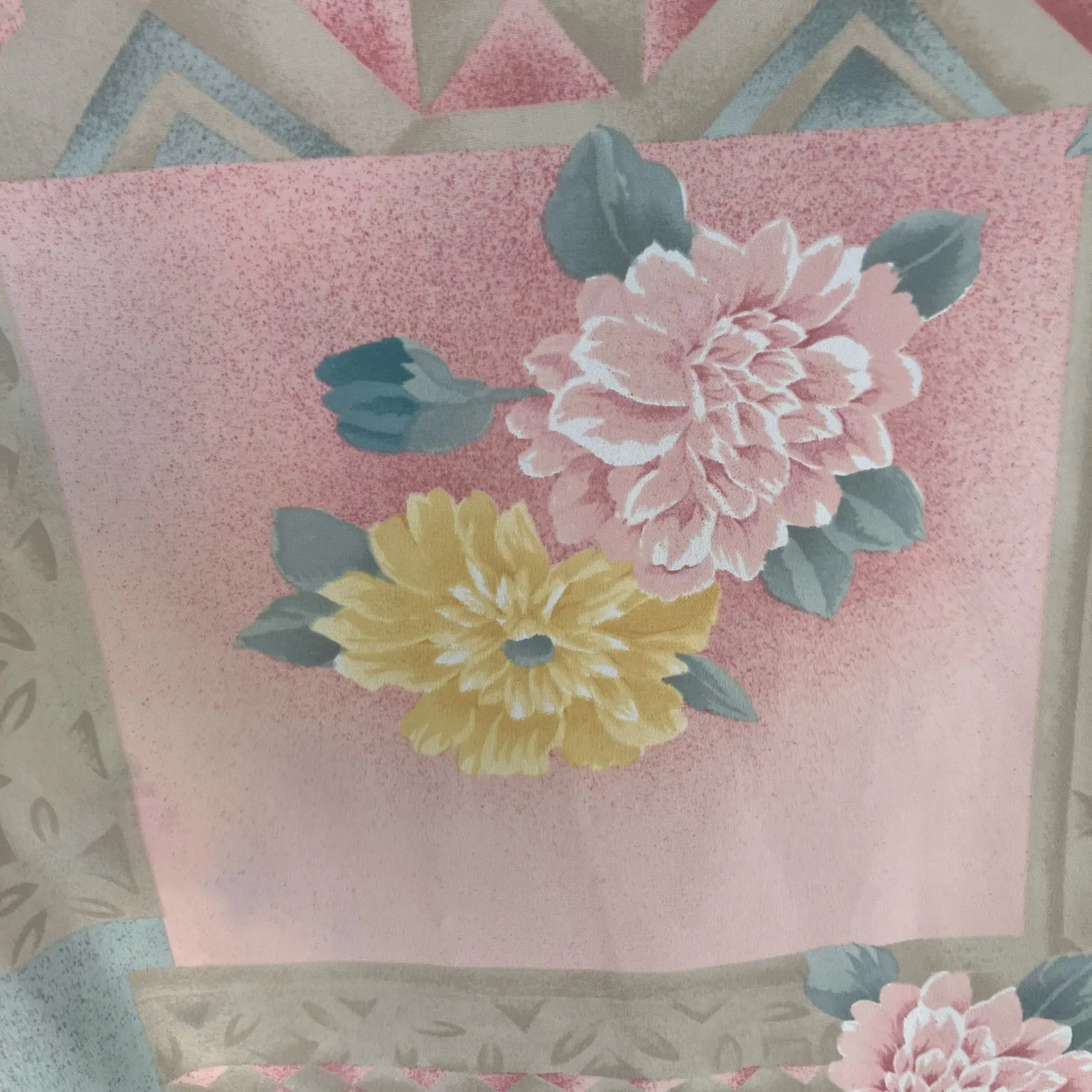 Alfred Dunner Floral‎ Patchwork Blouse Sz 12 Pastel Pink Yellow Vintage Cottage - Image 8