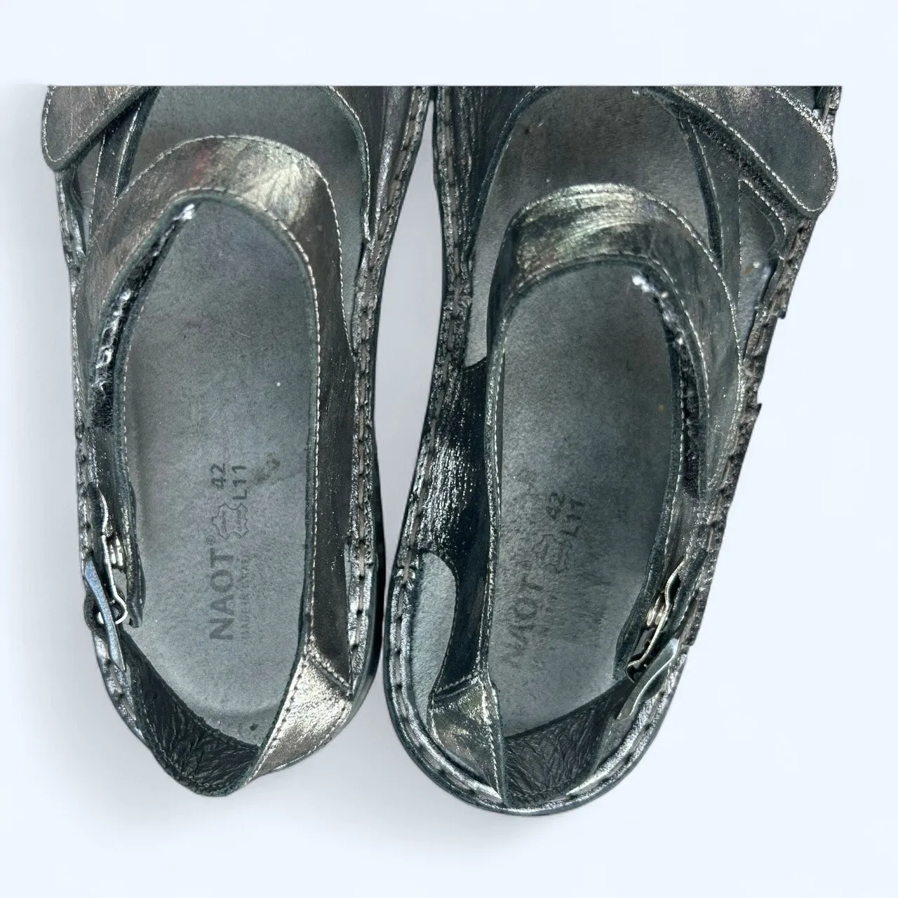 Naot Women's Fleur Metallic Onyx Leather Comfort Strappy Sandals size 42 Summer Black - Image 5