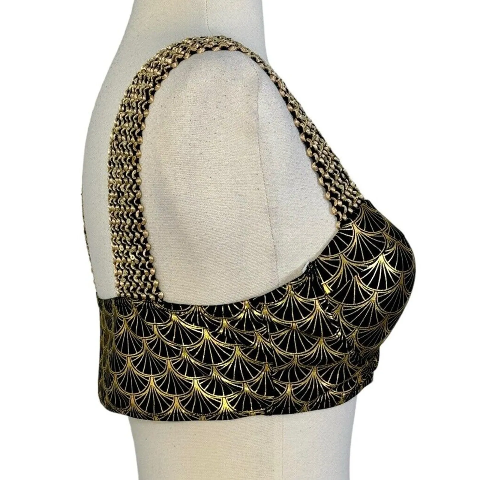 Sirencore Mermaid Metallic Gold Crop Bra Top Festival Cage Club Party Rave Sz M Size M - Image 9