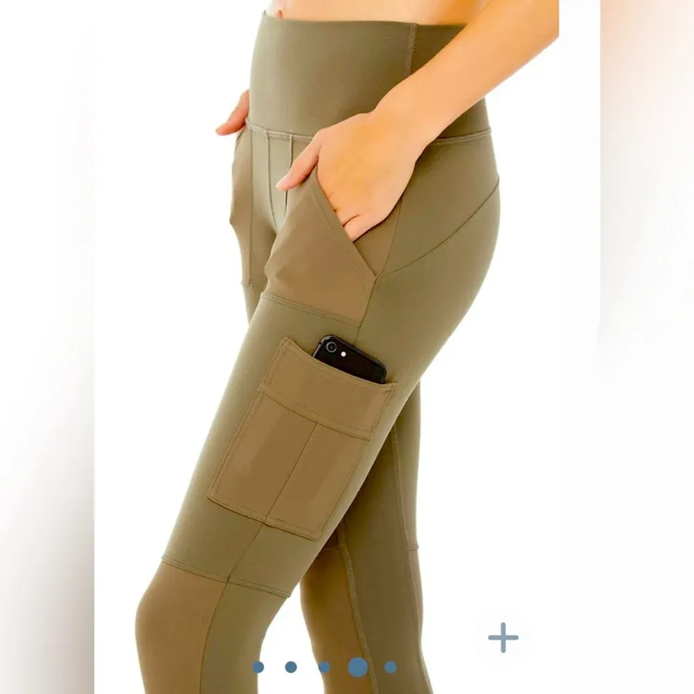 NWT Alo Yoga High Waisted Cargo Legging Dark Olive Green Size XXS - Image 2