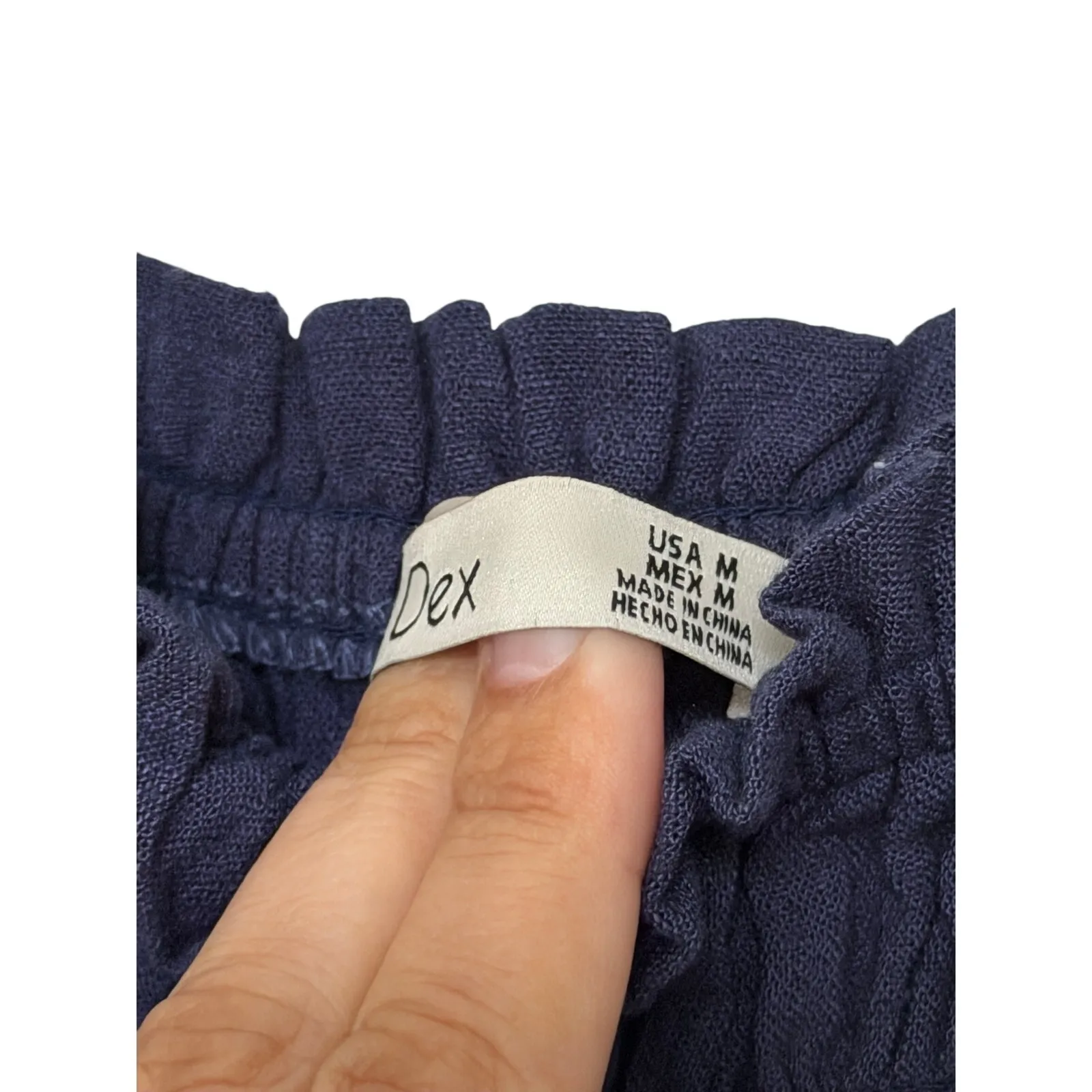 Dex Smocked Jumpsuit Size Medium Navy Linen Blend Adjustable Straps NEW Blue - Image 5