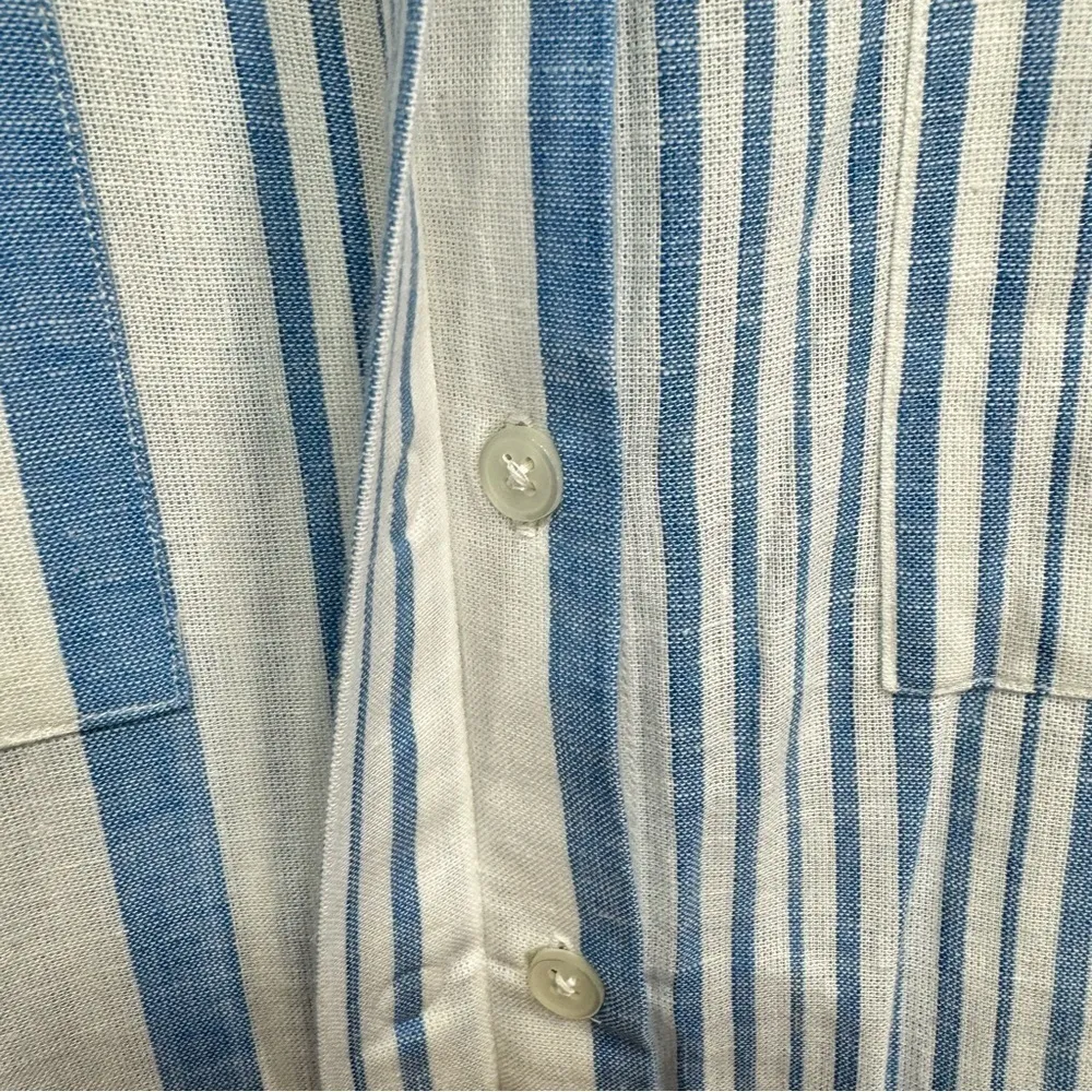 Keren Hart Blue & White Striped Button Down Oxford Shirt Size Extra Large NEW - Image 7
