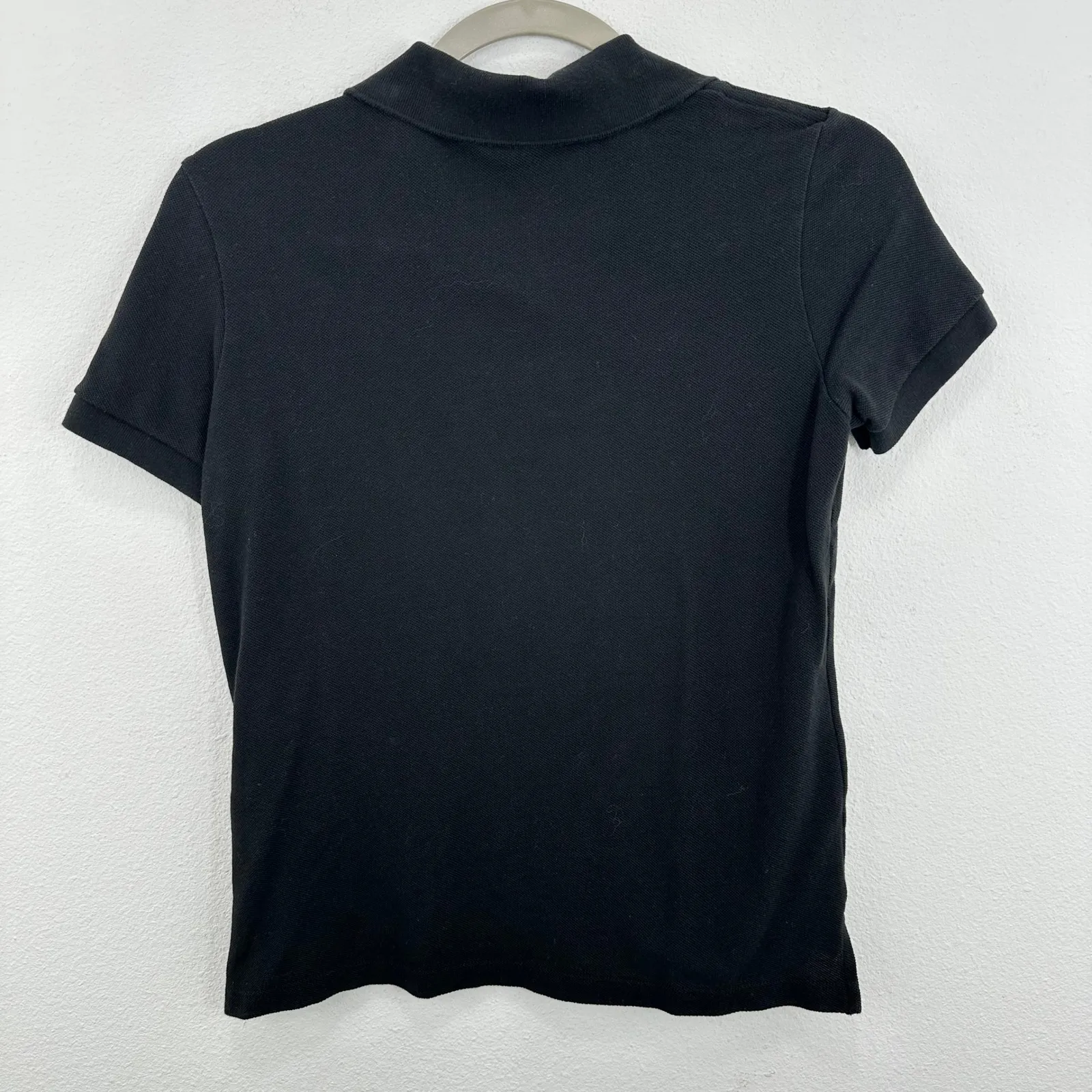 Lacoste‎ Women's Medium Black Short Sleeve Polo Shirt Classic Fit Preppy Sporty - Image 5