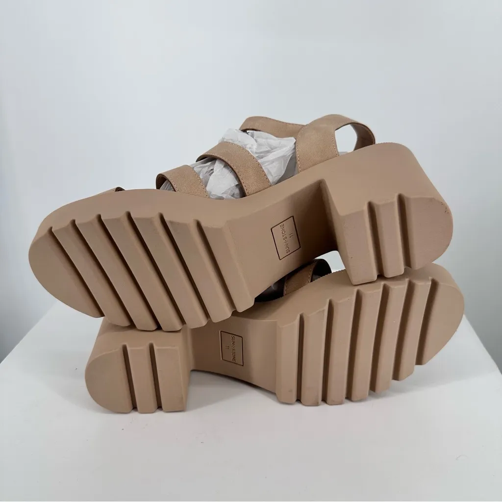 Sun + Stone Daisee Fisherman Sandals Beige Faux Leather size 11 NIB Platform Tan - Image 9