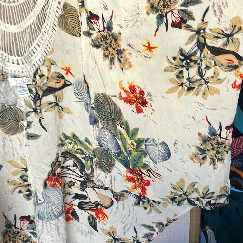 FINAL MARKDOWN Rachel Zoe multi color Patterned  style short sleeve coverup osfm - Image 6