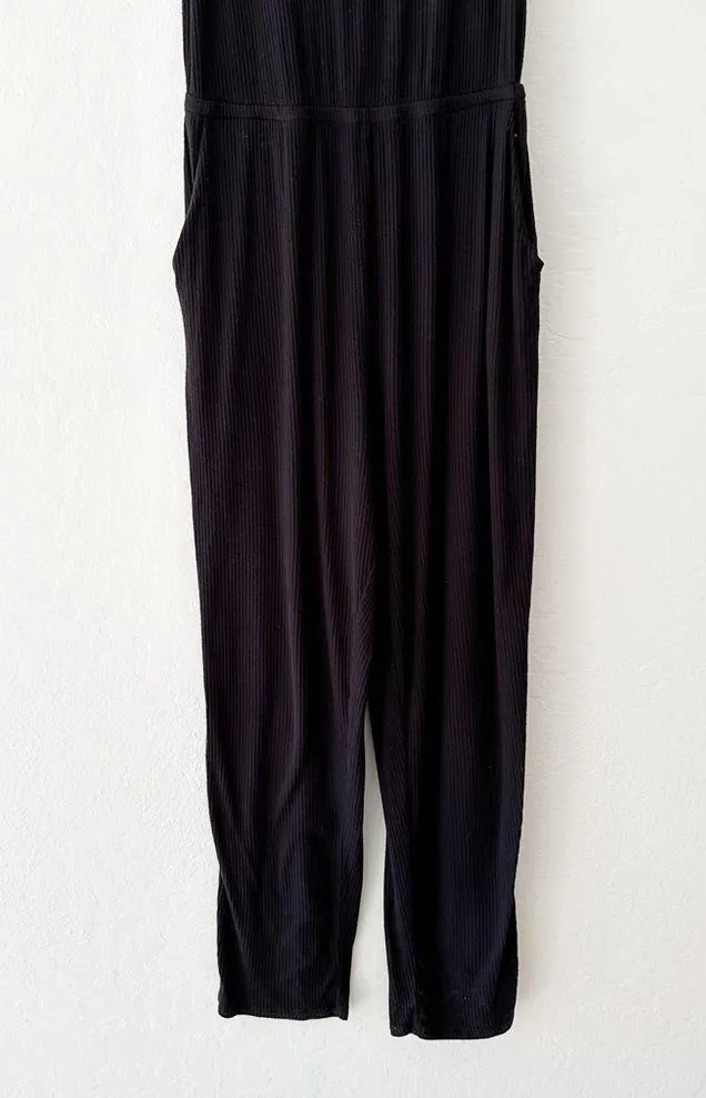 Lulu’s Belmore Black Ribbed Sleeveless Tie Strap Jumpsuit | Small - Image 6